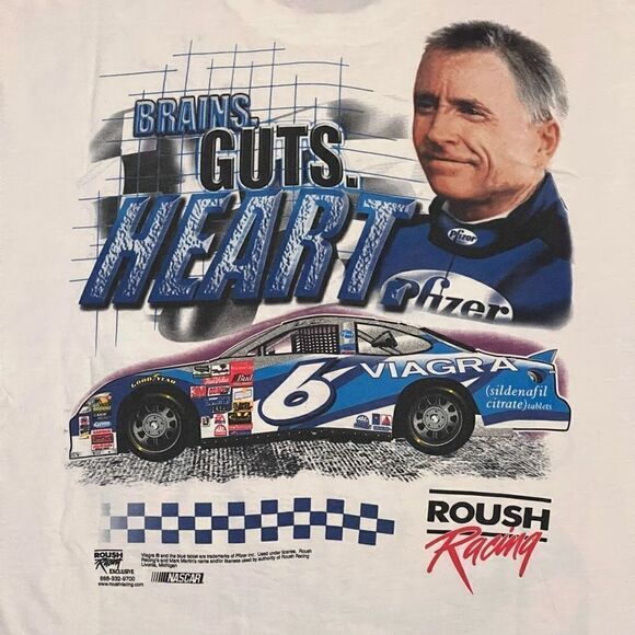 NASCAR Mark Martin #6 Unknown Autographed White Graphic Tee Shirt / Size L - Picture 5 of 6